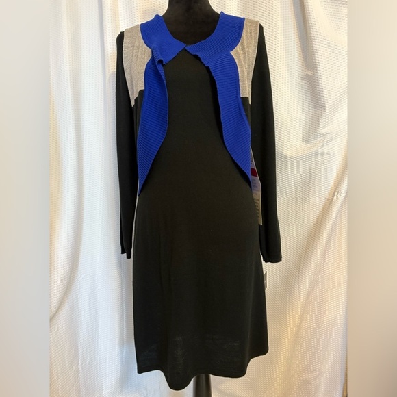 K Studio Collextion black lightweight sweater dress with vest size small NWT - Picture 7 of 7
